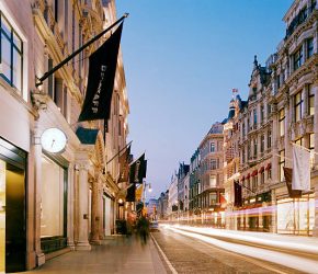 UK, New Bond Street, famous for luxury brand shopping in the heart of London's West End.